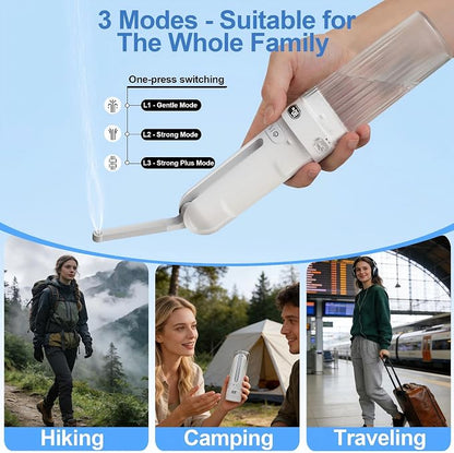 Electric Portable Bidet Toilet Aids Wiper Tool Set, White | 2-in-1 travel hygiene kit 15.7" extended length wiping tools 1600mAh Long-lasting Battery USB-C Rechargable IPX7 Waterproof