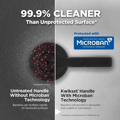 Kwikset Henley Interior Privacy Door Handle with Lock, Door Lever for Bathroom and Bedroom, Matte Black Reversible Keyless Turn Lock, with Microban Protection (Pack of 10)