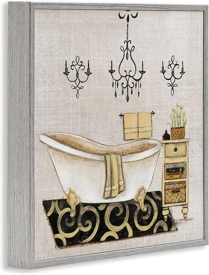 Vintage Bathroom Tub Botanical Serenity, 24 x 24 Inch Framed Giclée Print | Stupell Industries · By Janet Tava · Ready to hang once unboxed · Elegant decor for bathroom or bedroom · Made in USA