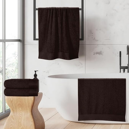 GLAMBURG Ultra Soft 4 Pack Oversized Bath Towel Set 27x54 inches, 100% Cotton Bath Towels, Highly Absorbant Compact Quickdry & Lightweight Towel, Ideal for Gym Travel Camp Pool - Chocolate Brown