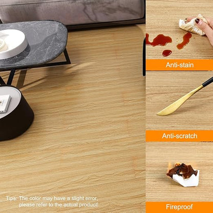 Peel and Stick Floor Tiles 36-Pack, Natural Oak Wood Plank Vinyl Flooring, Self-Adhesive Waterproof Floor Tile for Kitchen, Bathroom, Bedroom, Living Room, Easy Installation, 54 Sq Ft