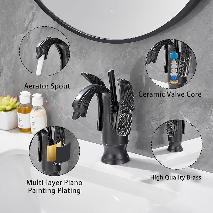 Oil Rubbed Bronze Bathroom Faucet Swan Shape Single Handle One Hole Bathroom Vanity Faucet Basin Tap Deck Mount Lavatory