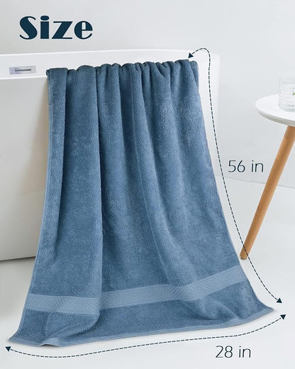 Cleanbear Ultra Soft Bath Towel Set of 2, 100% Cotton Towels, 55” x 27.5” | Bathroom Towels for Shower, Spa or Swim Use, Medium Weight Extra Absorbent (Pink, Blue-Grey)