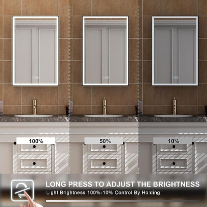 20" X 30" LED Mirrored Medicine Cabinet, Medicine Cabinets with Lights for Bathroom, Defogging Function Mirror Cabinet, Bathroom Medicine Cabinet with USB Port & Outlet, Right Opening Doors