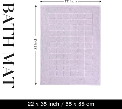 Superior 100% Cotton Bathmat Set, Bath Mats, Bathroom Decor, Shower, Bathtub Essentials, Home Accessories, Small Washable Rug, No Backing, Heavyweight, Nora Collection, Set of 2, 22" x 35", Purple