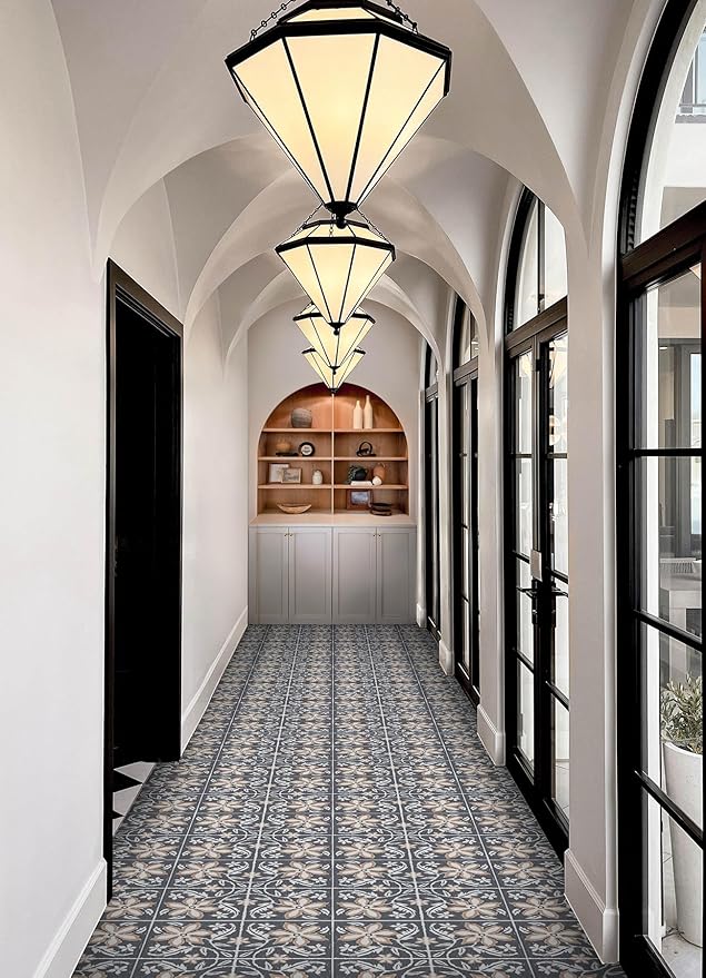 FloorPops Lillium Blue Peel and Stick Floor Tiles, FP6302