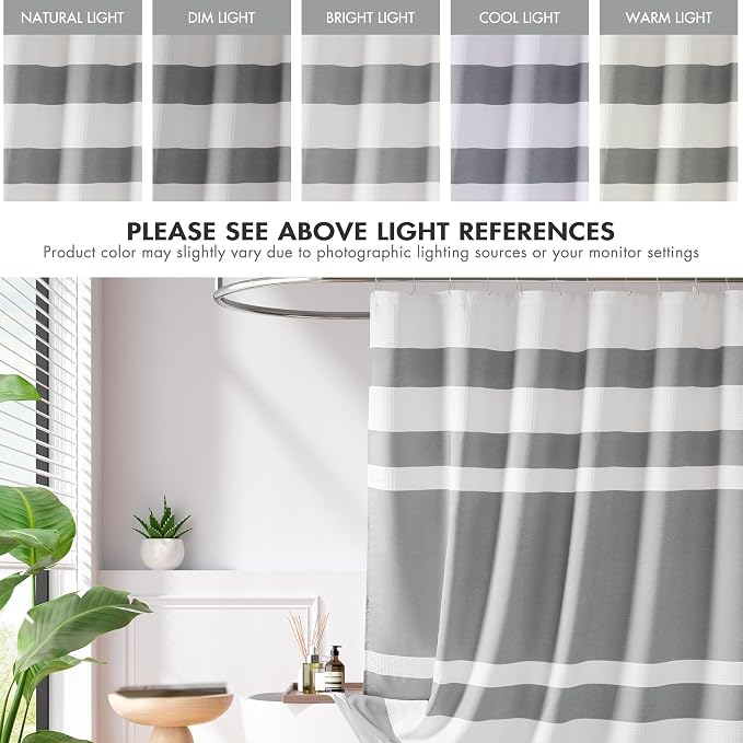 Madison Park Spa Waffle Shower Curtain for Bathroom, 72 x 72, Grey | Striped, Pieced Fabric Design, 3M Scotchgard Moisture Management, Hotel Quality, Modern, for Bathroom, OEKO-TEX Certified