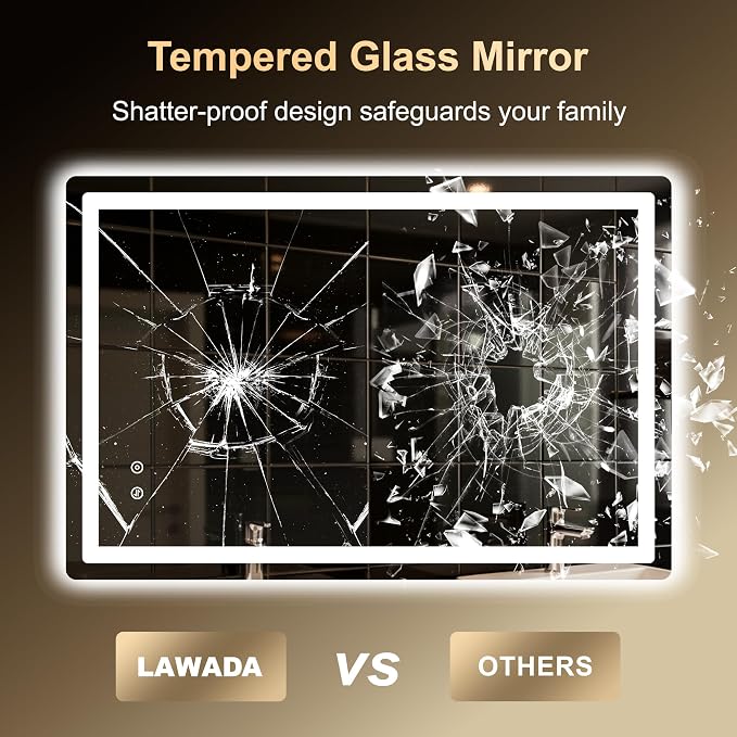 LED Bathroom Mirror, 45"x30" Bathroom Vanity Mirror with Lights | Smart Anti-Fog, Dimmable, 3 Color Modes, Backlit+Front Lit, Memory Function, HD Tempered Glass,Horizontal/Vertical,ETL Listed