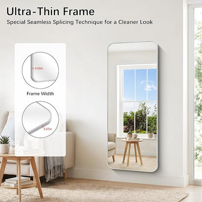 DESBING 60"x24" Bathroom Mirror for Over Sink, Silver Framed Wall Mirror | High-Definition Shatterproof Vanity Mirror with Rounded Corner for Bedroom Living Room Entryway Horizontally or Vertically