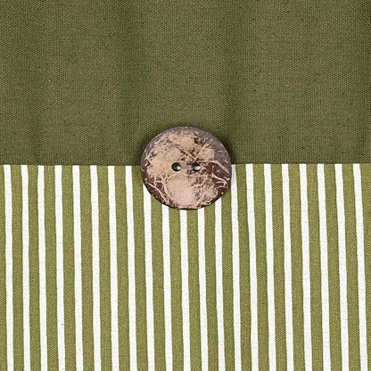 DOSLY IDÉES Farmhouse Shower Curtain, Green and Green Stripe, Button Curtain, Cotton Blend Fabric, Rustic Charm Country Chic Style, 72x72 in, Bathroom