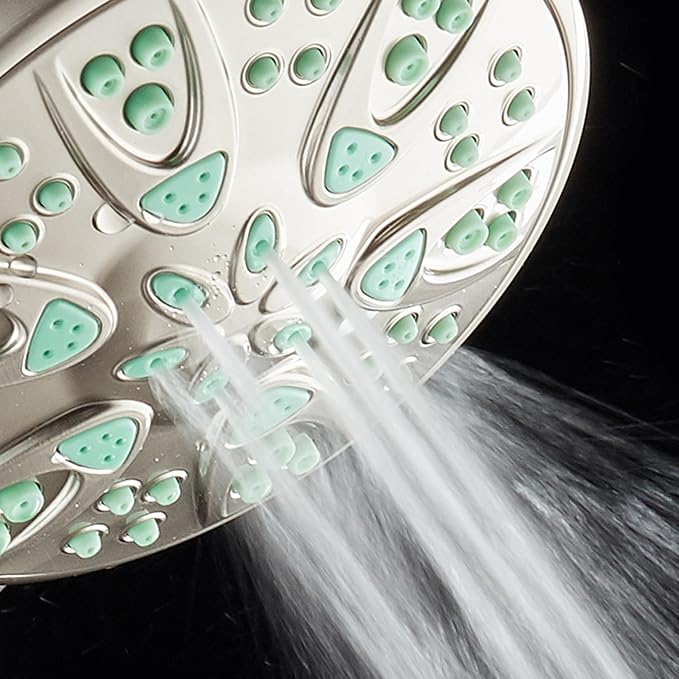 AquaDance Antimicrobial – Anti-Clog High-Pressure 6-Setting Shower Head with Microban Nozzle Protection from Growth of Mold, Mildew & Bacteria for Stronger Shower! 4" Coral Green
