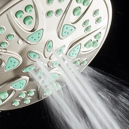 AquaDance Antimicrobial – Anti-Clog High-Pressure 6-Setting Shower Head with Microban Nozzle Protection from Growth of Mold, Mildew & Bacteria for Stronger Shower! 4" Coral Green