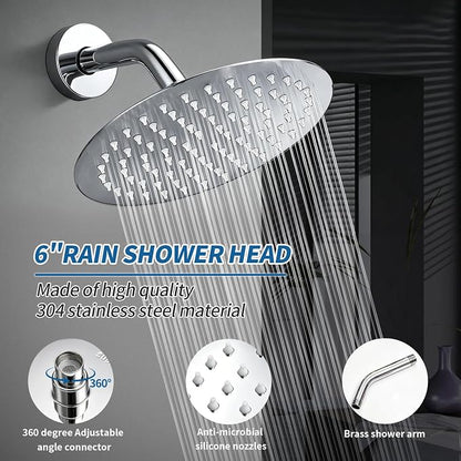 Tub Shower Faucet Set Valve Included with 6-Inch Rain Shower Head and Tub Spout Single-Handle Tub and Shower Trim Kit Chrome for Bathroom Remodels — Regaderas Para Baño Con Tina Modernas