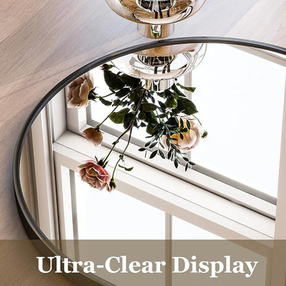 HARRITPURE 26"x28" Arched Bathroom Mirror Wall Mounted Black Arch Mirror | Vanity Aluminum Alloy Frame Arch Wall Mirror for Living Room, Bedroom, Entryway