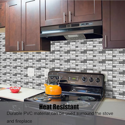12-Sheet Peel and Stick Wallpaper, Subway Tile 6''x12'' Self Adhesive Wall Tiles Waterproof PVC Stick on Backsplash Vinyl Decorative Tiles Stickers for Kitchen Bathroom