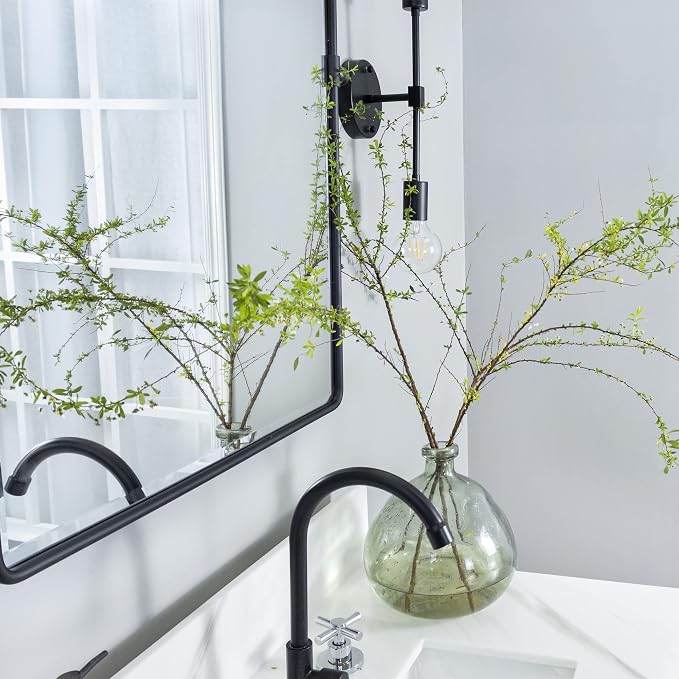 TEHOME Pivot Mirror Matt Black Tilt Bathroom Vanity Mirror Black Metal Framed Rectangle Horizontal Tilting Beveled Vanity Mirrors, Overall 44.12 x 30 inches (Mirrror 40 x 30 inches)