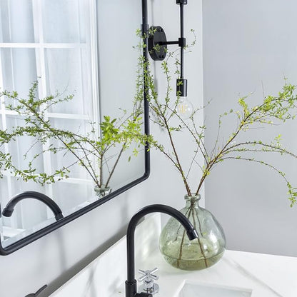 TEHOME Pivot Mirror Matt Black Tilt Bathroom Vanity Mirror Black Metal Framed Rectangle Horizontal Tilting Beveled Vanity Mirrors, Overall 44.12 x 30 inches (Mirrror 40 x 30 inches)