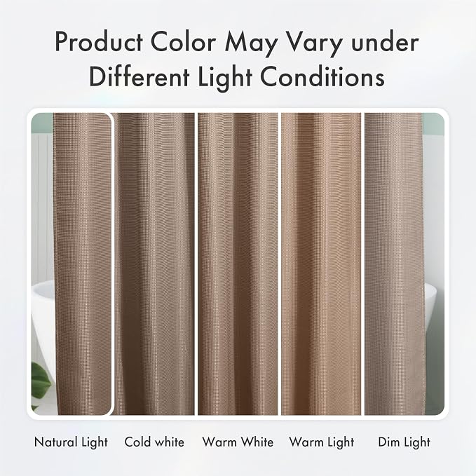 AmazerBath Taupe Shower Curtain Waffle Textured, Fabric Shower Curtain Tan Thick Heavy Duty 240GSM Hotel Quality Bathroom Shower Curtains, 72 x 78 Inches