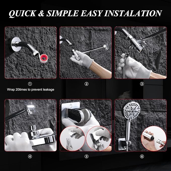 14 Inch Rainfall Shower Head with Handheld Sprayer Combo, High Pressure 10 Spray Settings Dual Shower Head System, Anti-Clog Nozzles Easy Install for Low Water Pressure Bathroom