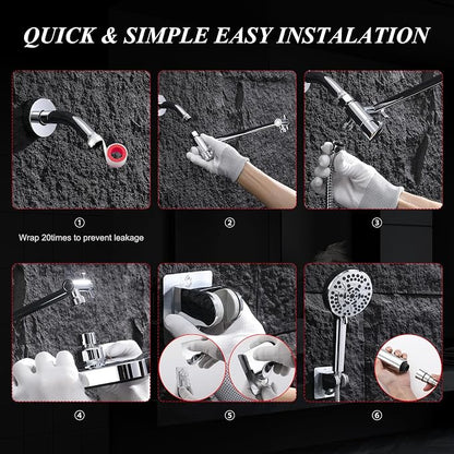 14 Inch Rainfall Shower Head with Handheld Sprayer Combo, High Pressure 10 Spray Settings Dual Shower Head System, Anti-Clog Nozzles Easy Install for Low Water Pressure Bathroom