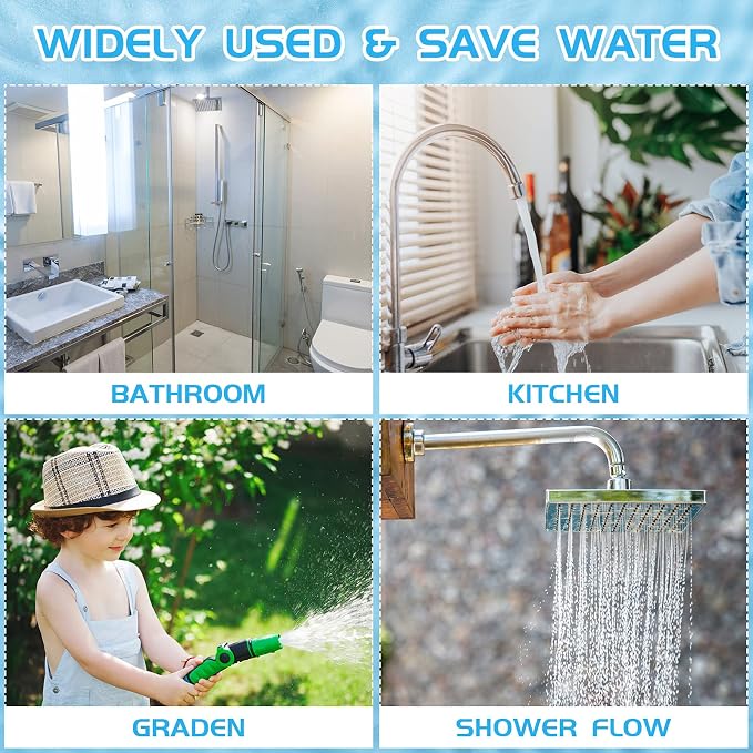 Honoson 2 Set Shower Flow Reducer Limiter Set 1/2 Inch Flow Restrictor Control Valve for Fixed Handheld and Shower Head 1.2/1.5/1.8/2/ 2.2/2.5 Gpm