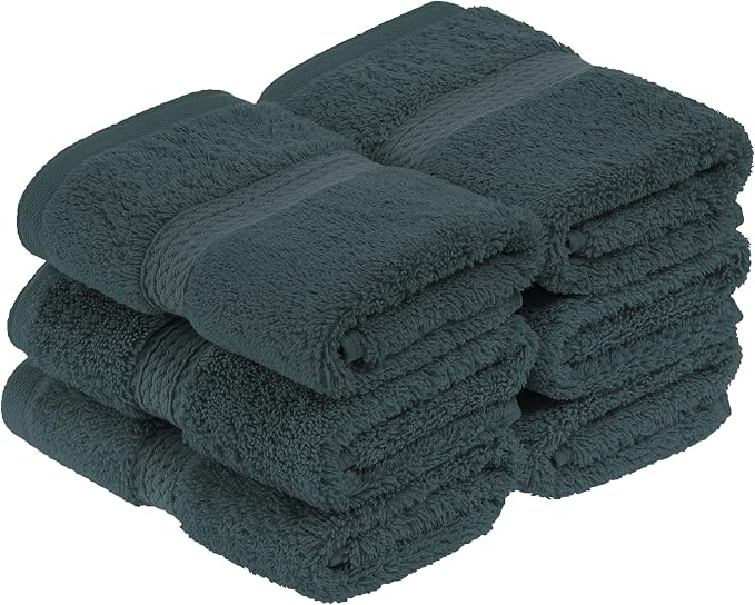 Superior Egyptian Cotton Plush & Absorbent, Face Towel Set of 6, Teal | Quick Dry, Soft Luxury Towel Set, Bath Essentials for Bathroom, Guest Bath, Spa, 2 Piece Face, Madeline Towels
