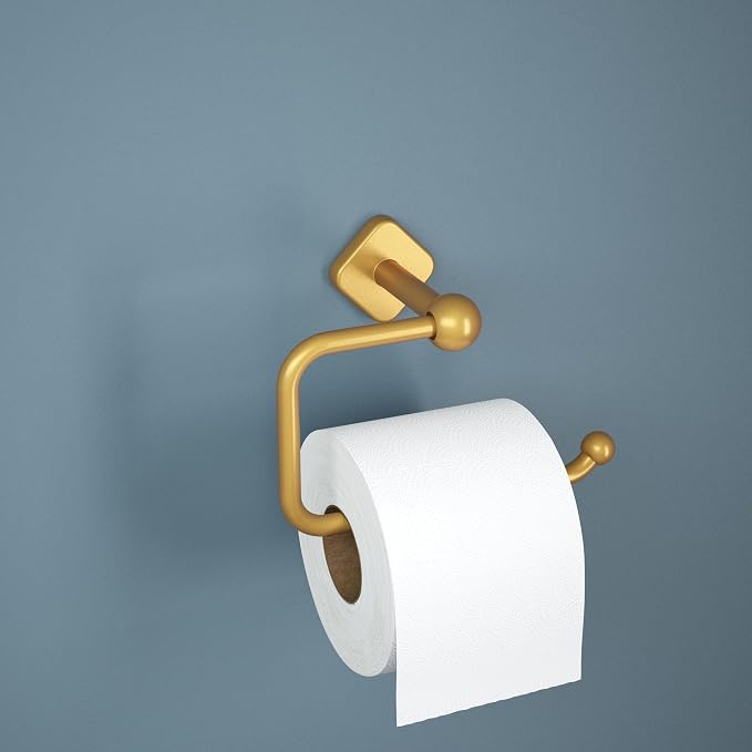 Franklin Brass Gainsville (1-Pack) Toilet Paper Holder, Euro Single Post Tissue Roll Wall Mount TP Storage, Satin Gold Bathroom Decor, Accessories GNV50-SG