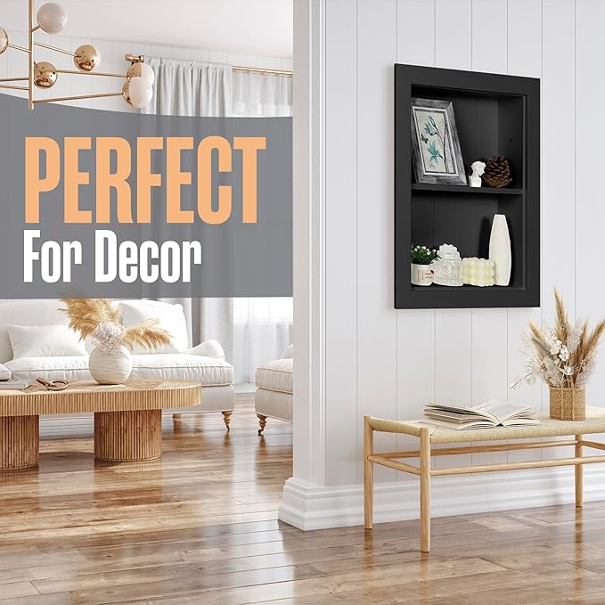 Houseables Recessed Medicine Cabinet, Recessed Wall Niche, in Wall Medicine Cabinet, Bathroom Niche, Insert for Drywall, Between Studs Shelf Replacement, Without Mirror, No Mirror, 14x18 ID, 16x20 OD