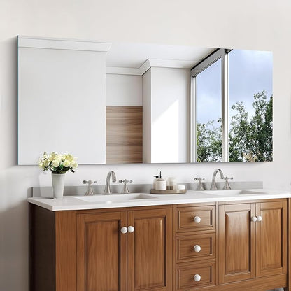 KOCUUY Frameless Mirror, 60"x28" Bathroom Mirror for Over Sink, Upgraded Shatterproof, Large Rectangle Unframed Mirror for Wall, Bathroom, Bedroom, Living Room, Entryway, Hang Horizontal/Vertical
