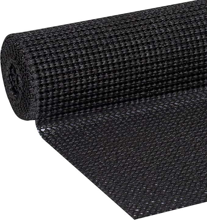 EasyLiner Select Grip Shelf Liner - Easy to Install & Cut to Fit - Non Slip, Non Adhesive, Drawer Shelf & Cabinet Liner for Kitchen, Bathroom, Pantry Cupboards - 20in. x 6ft. - Black - 6 Rolls