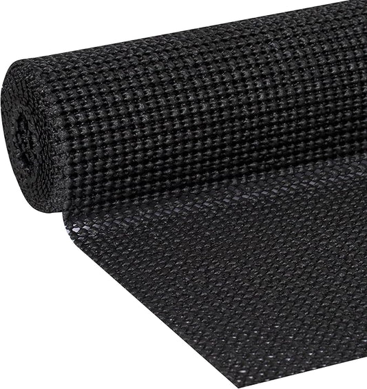 EasyLiner Select Grip Shelf Liner - Easy to Install & Cut to Fit - Non Slip, Non Adhesive, Drawer Shelf & Cabinet Liner for Kitchen, Bathroom, Pantry Cupboards - 20in. x 6ft. - Black - 6 Rolls