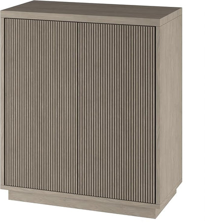 Henn&Hart 28" Fluted Wooden Accent Cabinet, Ribbed Modern Sideboard Buffet Cabinet with 2 Doors and an Adjustable Shelf for Living Room, Dining Room, Bedroom or Entryway, Weathered Gray