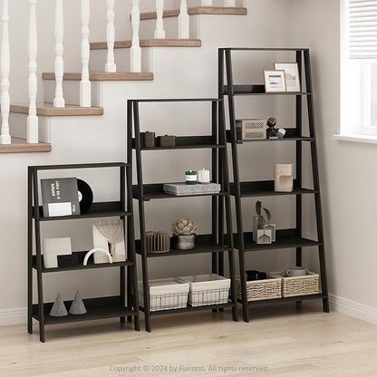 Furinno Ladder Display Shelf, 5-Tier Ladder Shelf, Ladder Bookshelf, Display Storage Shelves, 13 x 23.6 x 53.5, for Living Room, Home Office, Espresso