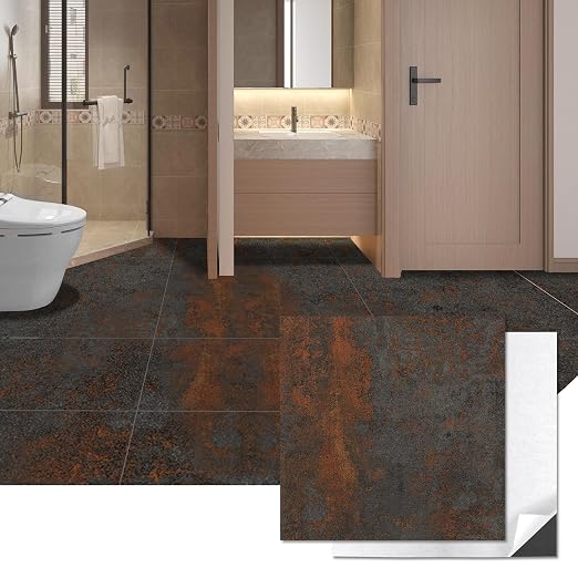 Art3d 30-Pack Peel and Stick Vinyl Floor Tiles, 12 x 12 in, Rust Granite | Anti-Slip, Waterproof, Stain-Resistant, Simple to Clean, Durable, Premium Vinyl, Ideal for Kitchen, Dining Room, Bedrooms