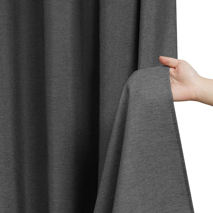 36 x 72 Inch Natural Linen Look Stall Shower Curtain Charcoal Grey, Faux Linen Textured Thick Fabric Shower Stall Curtain Water-Resistant, Slate Gray Bathroom Curtain Washable for Single Stall