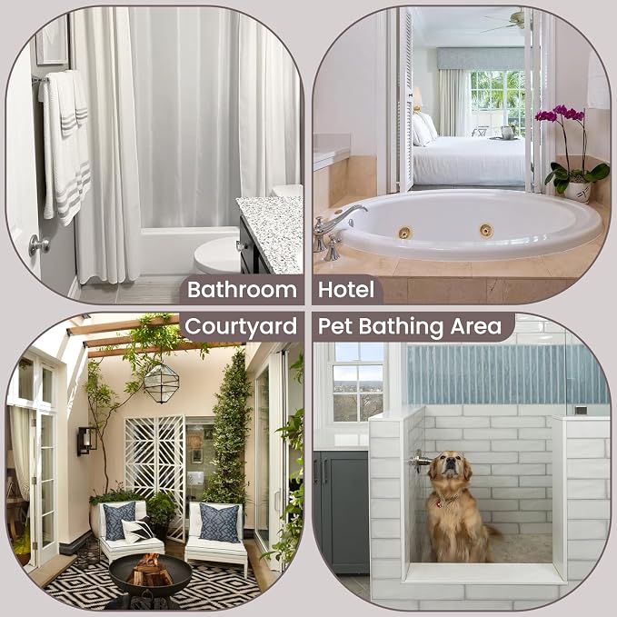 SORTTO No Hook Slub Shower Curtain with Liner, 48x74, White | Snap in Liner, 3 in 1, Bamboo Texture, Hotel Style, Waterproof Fabric, Mesh Top Window, Corner Magnets, Machine Washable