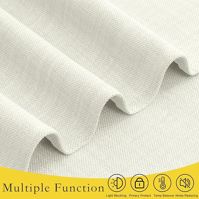 NICETOWN Natural Linen Door Curtains with Self Adhesive Hooks for Small Window, Countryside Thermal Insulated Window Covering for Classroom Office Glass Door, 1 PC, 24 x 18 inche Long