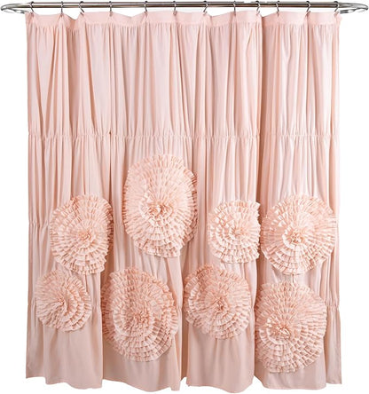Lush Decor Serena Shower Curtain, 72" W x 72" L, Blush -Ruffled Bathroom Curtain - Pink Fabric Shower Curtains - Coquette Decor