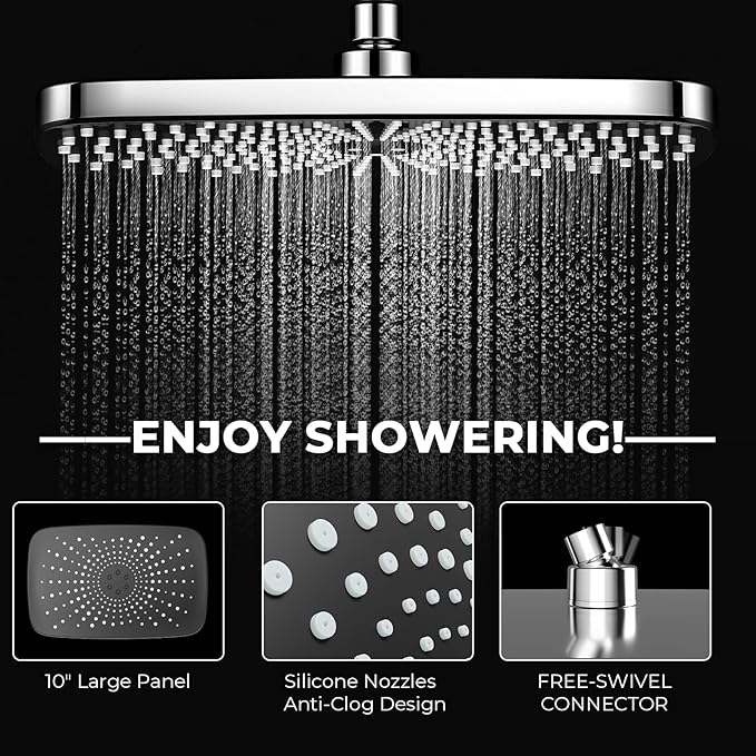 Chrome Rain Shower Head with Handheld Shower Head, 5 Spray Modes | High-Pressure Dual Shower Combo, Multi-Spray Handheld, 15-Inch Metal Extension Arm, Detachable Design for Easy, Flexible Use