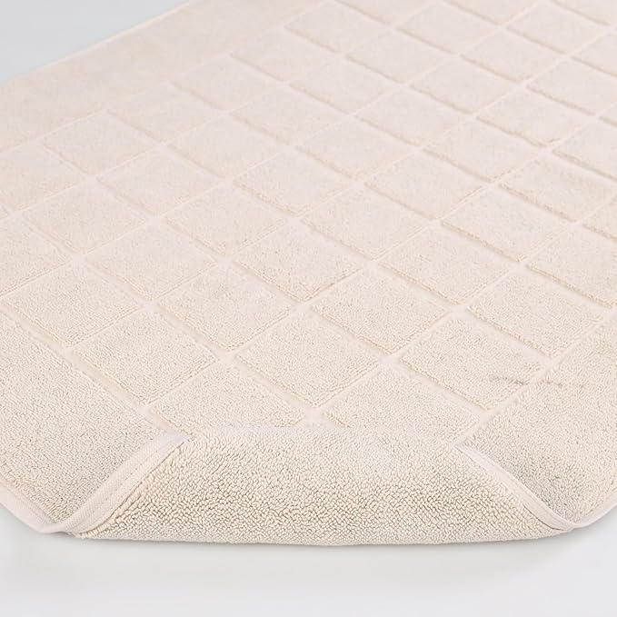 Superior 100% Cotton Bathmat Set, Bath Mats, Bathroom Decor, Shower, Bathtub Essentials, Home Accessories, Small Washable Rug, No Backing, Heavyweight, Nora Collection, Set of 2, 22" x 35", Stone