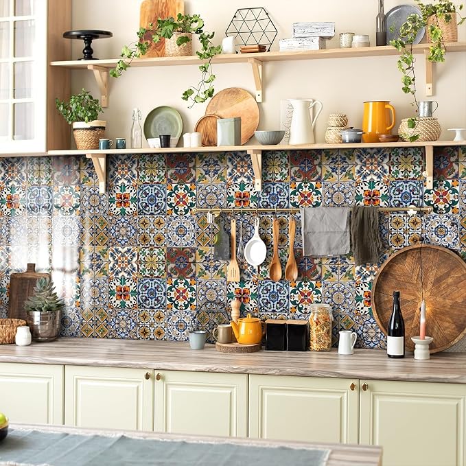 24Pcs Back Splash Peel-Stick,Waterproof 6x6 Tiles Decal | 1.6mm-Thick FOAM+PE Tile Stickers,Stick on Tiles for Kitchen Wall,Bathroom,Cabinets