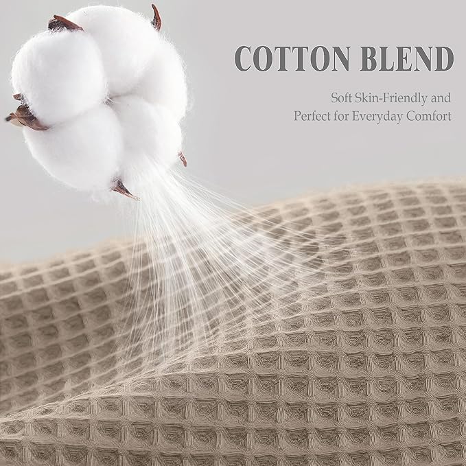Waffle Weave Shower Curtain - Beige Cotton Fabric Texture Heavyweight Shower Curtains for Bathroom,Washable,72Wx72L