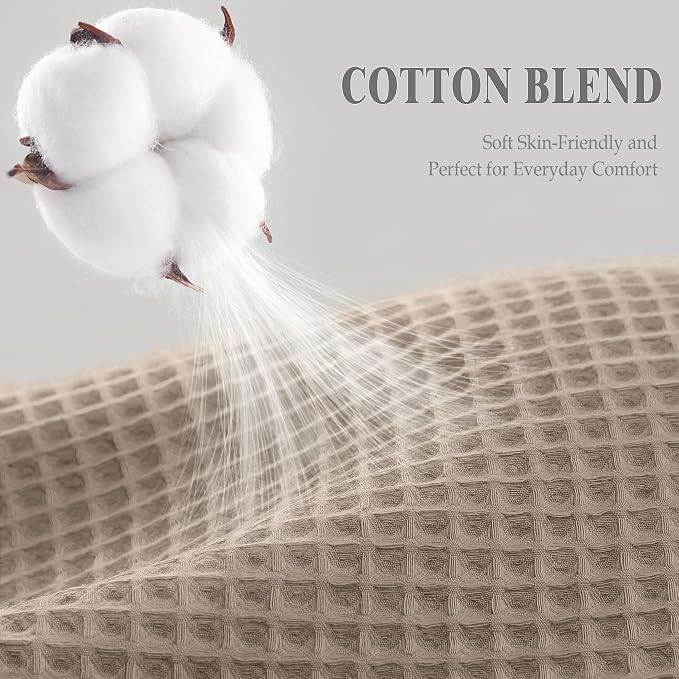 Waffle Weave Shower Curtain - Beige Cotton Fabric Texture Heavyweight Shower Curtain for Bathroom,Washable, 48Wx72L