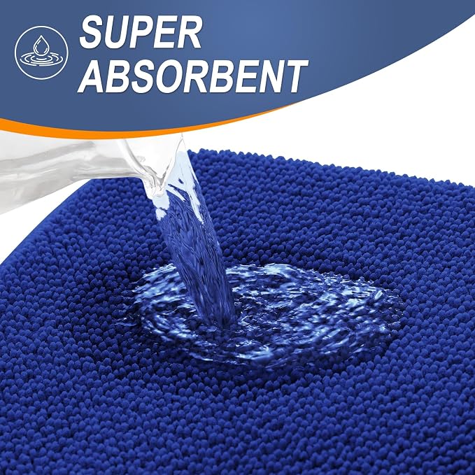 OLANLY Memory Foam Bathroom Runner Rugs 44x24, Long Bath Mats, Royal Blue | Soft Quick Dry Bath Rugs, Non-Slip, Absorbent Machine Washable Mat for Bathroom Floor, Tub and Shower, Home Decor Accessories