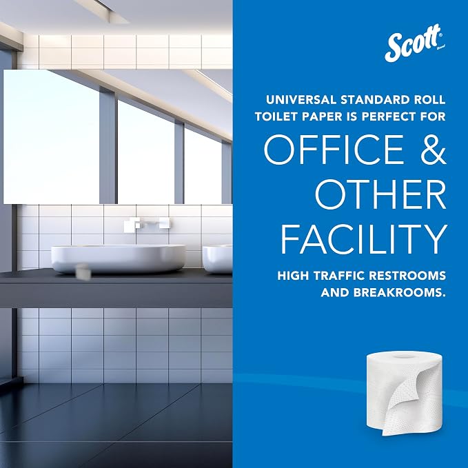 Scott Professional Standard Roll Toilet Paper, Bulk, 80 Rolls (13217) | 473 Sheets/Roll, 2-Ply, 100% Recycled Fiber, Individually Wrapped, Elevated Design, Standard Tier