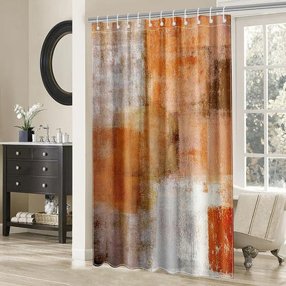 Mocsicka Abstract Shower Curtain Grey Abstract Art Painting Shower Curtain Bathroom Bathtub Curtain 72x72 Inch with 12 Hooks (Orange)