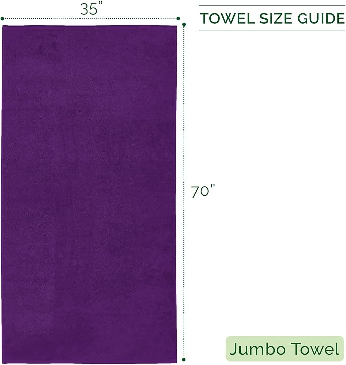 Elegant Comfort 100% Turkish Cotton Corduroy Ribbed Luxury Jumbo Bath Towel Ultra Soft - 35 x 70 Inch - Luxury Spa Premium Hotel Quality Highly Absorbent and Quick Dry Large Bath Towel, Purple
