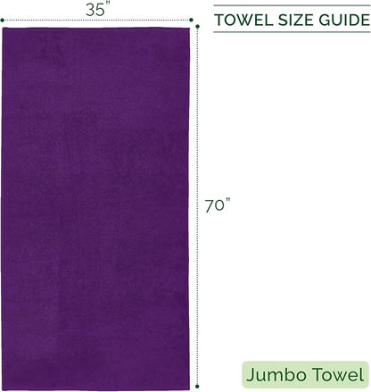 Elegant Comfort 100% Turkish Cotton Corduroy Ribbed Luxury Jumbo Bath Towel Ultra Soft - 35 x 70 Inch - Luxury Spa Premium Hotel Quality Highly Absorbent and Quick Dry Large Bath Towel, Purple