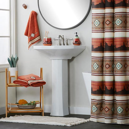 SKL Home Southwest Sunset Bath Towel, 100% Cotton, Embroidered, Rust | 470 GSM weight. Soft & absorbent terry. Great for Airbnb and Southwestern décor.