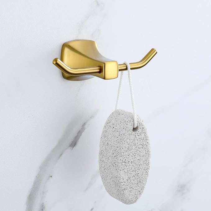 Brushed Gold Bathroom Hardware Set 4 Piece Gold Bathroom Accessories Set, 23.6 inch Bath Towel Bar Set | Towel Hook | Toilet Paper Holder | Hand Towel Holder